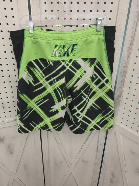 Nike Black & Neon Green Graphic Athletic Swimming Shorts