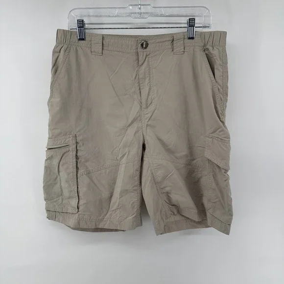 Columbia Backshade Shorts Mens 34Wx10L Khaki Tan Regular Fit Cargo Solid