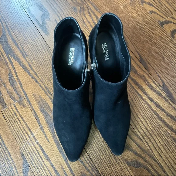 Michael Kors Women's Black Pointed Suede Ankle Booties
