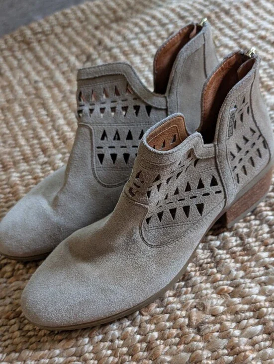 Pikolinos Taupe Suede Cutout Ankle Booties