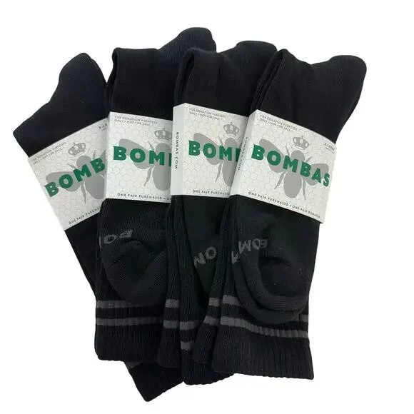 Bombas Socks Mid-Weight Crew Size XL Black (4 Pairs)