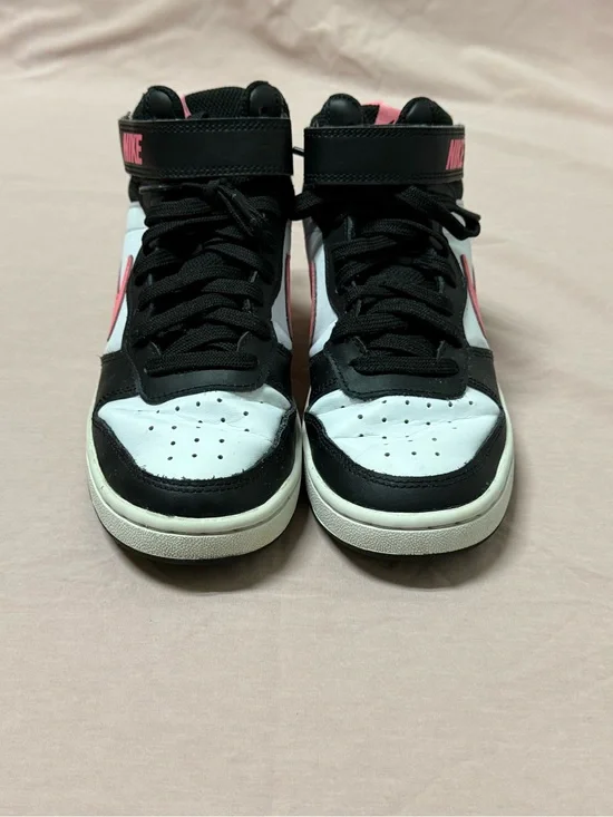 Nike Kids High-Top Sneakers in Black White Pink Accent
