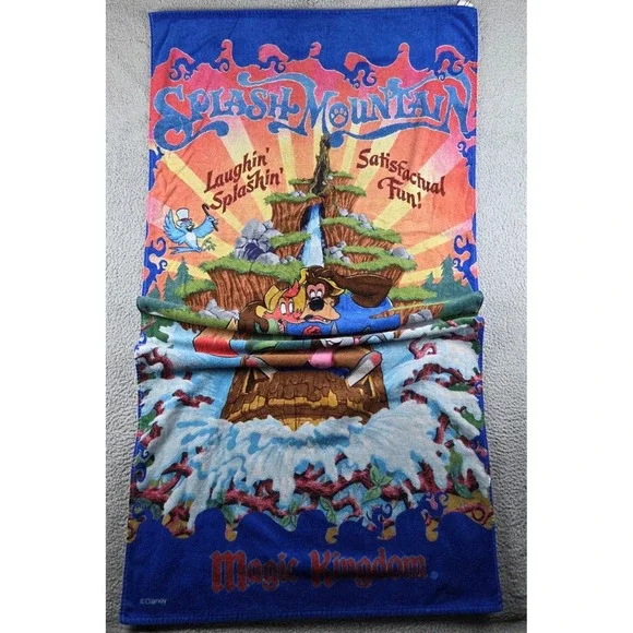 Vintage Original Disney Magic Kingdom Splash Mountain Beach Bath Towel