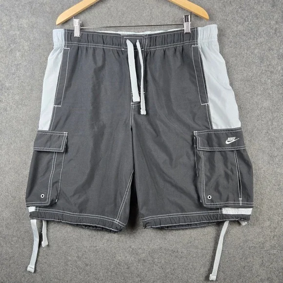 Vintage Nike Cargo Boardshorts Mens XL Gray Contrast Stitch Baggy Y2K Skater