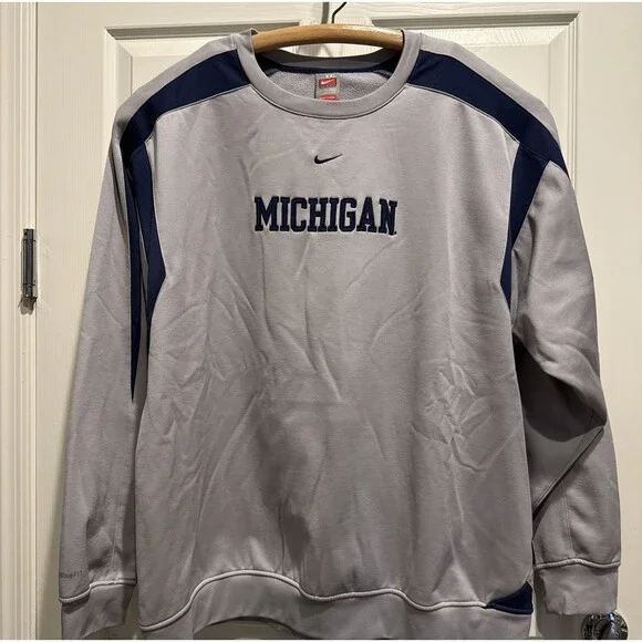 NIKE Michigan THERMAFIT Men XXL Grey  Blue Sweatshirt