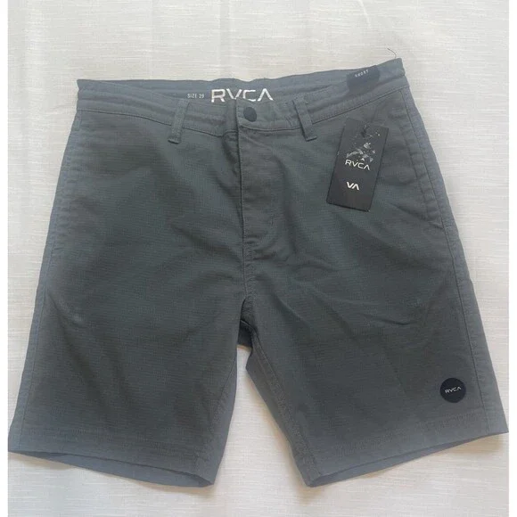 RVCA Hidden Drawstring 17” Cotton Polyester Blend Shorts In Dark Gray Sz 29 New