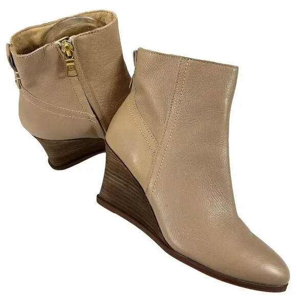 Lucca Lane Zippy Leather Zip-up Wedge Booties