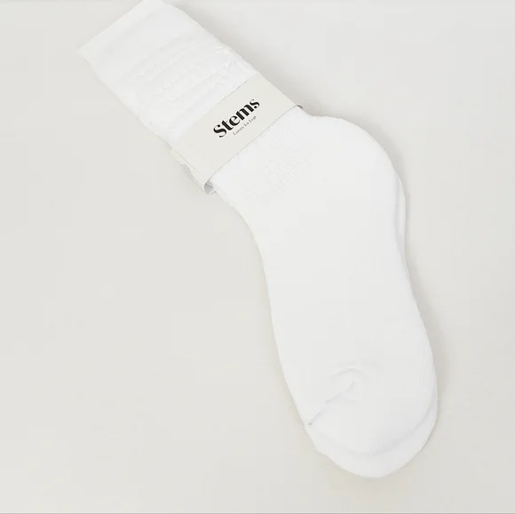 NEW! Stems White Scrunch Boot Socks Long Two Pack Slouch Crew Booties Calf Ankle