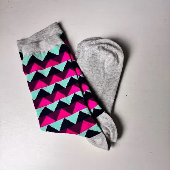 J.Crew Patterned Dressy Casual Crew Style  Pink, Blue, Gray Socks