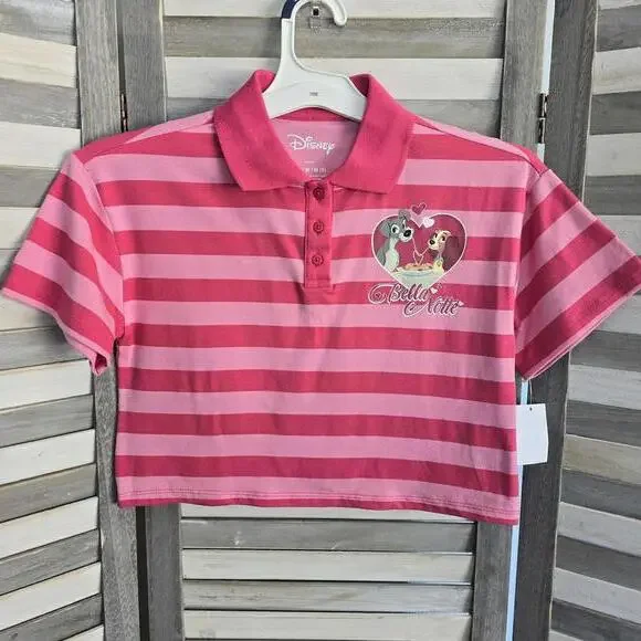 Lady & The Tramp Cropped Printed Polo Top | Disney | Small (6/7)