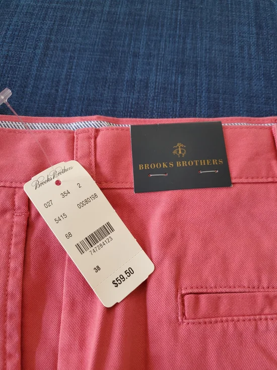 Brooks Brothers Coral Pink and Blue Chino Shorts