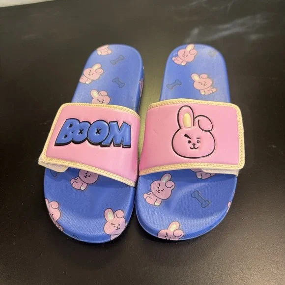 BT21 sandals BOOM COOKY Jeonkook Shimamura collaboration goods PINK Sz 8‎