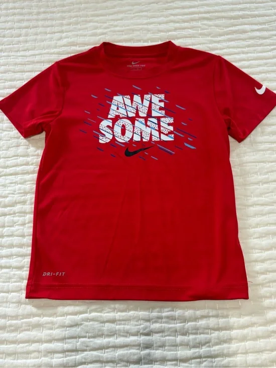 Nike Red Boys' 'AWESOME' Dri-FIT Short Sleeve Tee
