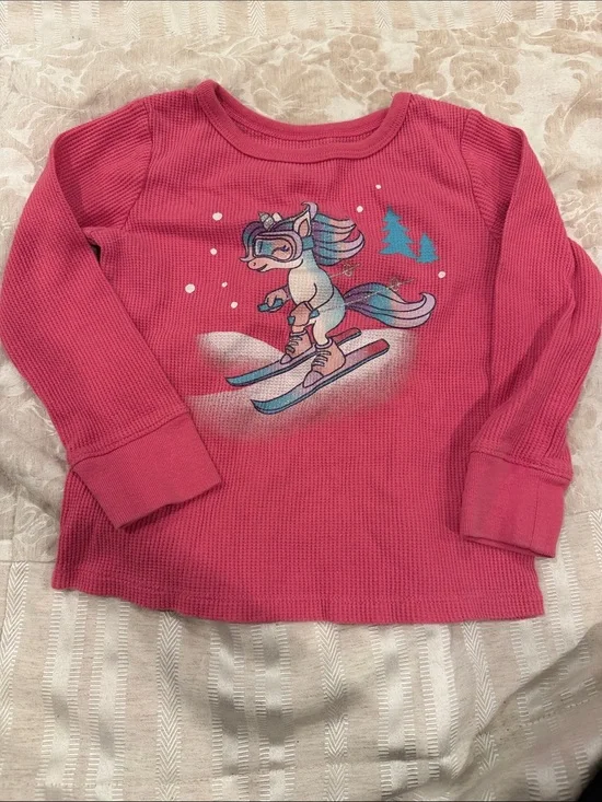 Garanimals Pink Long-Sleeve Skiing Unicorn Thermal Top