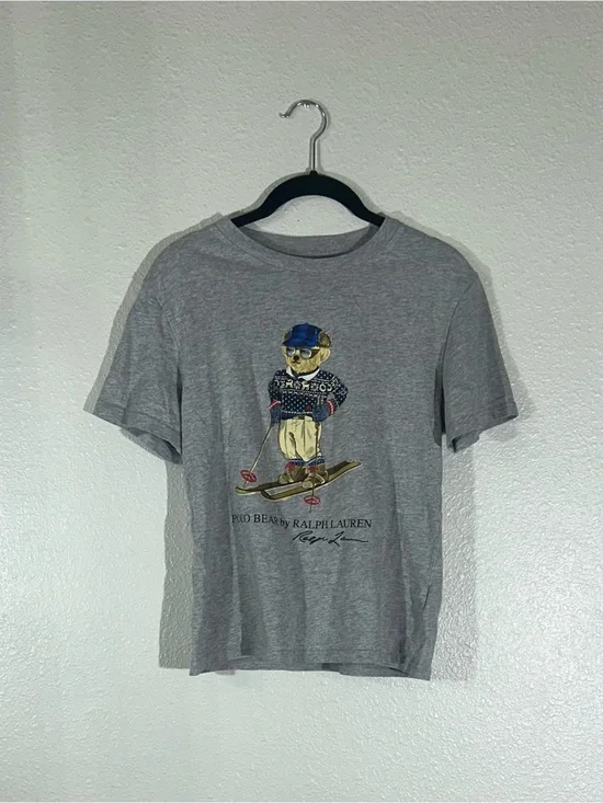 Ralph Lauren Grey Polo Bear Ski Graphic Tee