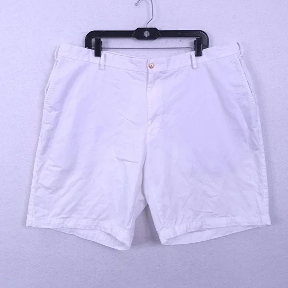 Peter Millar Shorts Mens Size 44 White Pima Cotton Chino Flat Golf Travel Preppy
