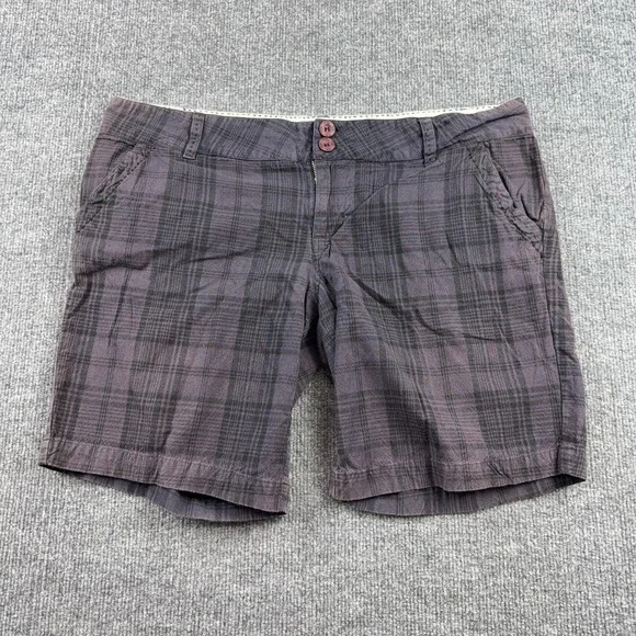 Fox Shorts Mens 36 Purple Plaid Chino 11 Inseam Flat Front Casual Cotton Pockets