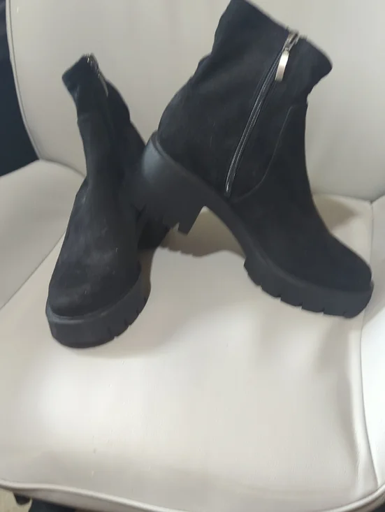 Limelight Black Chunky Platform Ankle Boots with Side Zipper