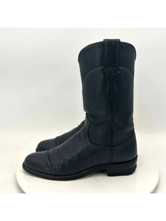 Justin L 3057 Women Size 6A Black Leather Roper Pull On Cowgirl Western Boot