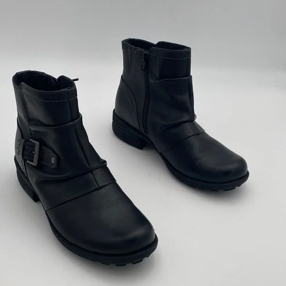 Earth Origins Black Ankle moto Boots women 9.5 leather casual office goth retro