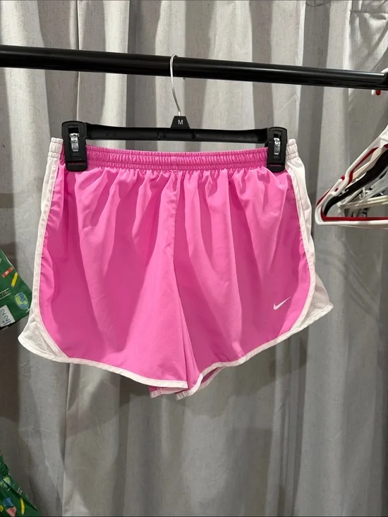 Nike girls Pink Athletic Shorts with White Side Trim
