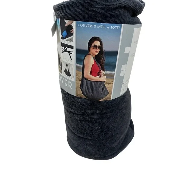 Morgan Home Towel Beach Lounge Chair‎ Cover 100% Cotton Versatile Charcoal Gray