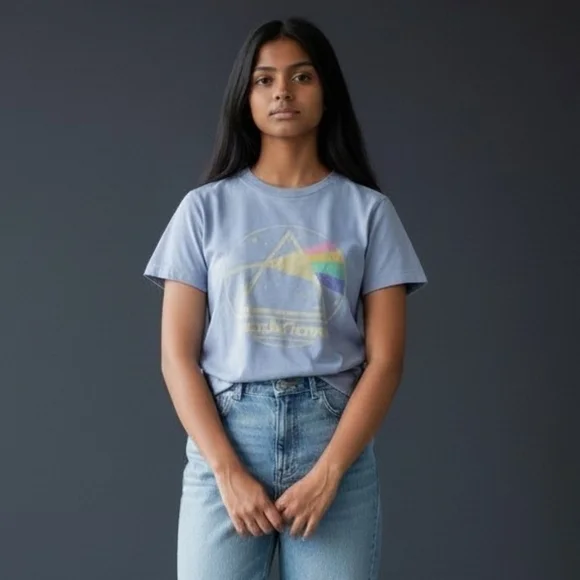 Pink Floyd Dark Size Of The Moon T Shirt In Ice Blue Girls Size 4/5 NWT
