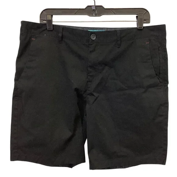 Perruzo Los Angeles Size Mens Size 36 Cotton Blend Black Chino Shorts w Pockets