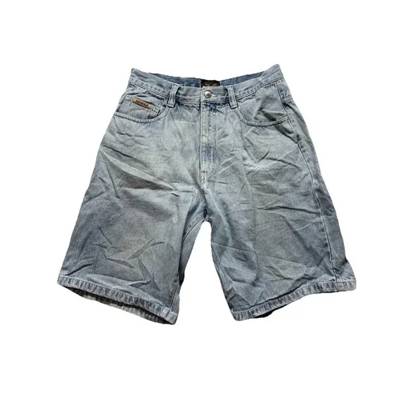 Avirex Jean Shorts Mens 34 Blue Denim Jorts Embroidered Vintage y2k Baggy Skater