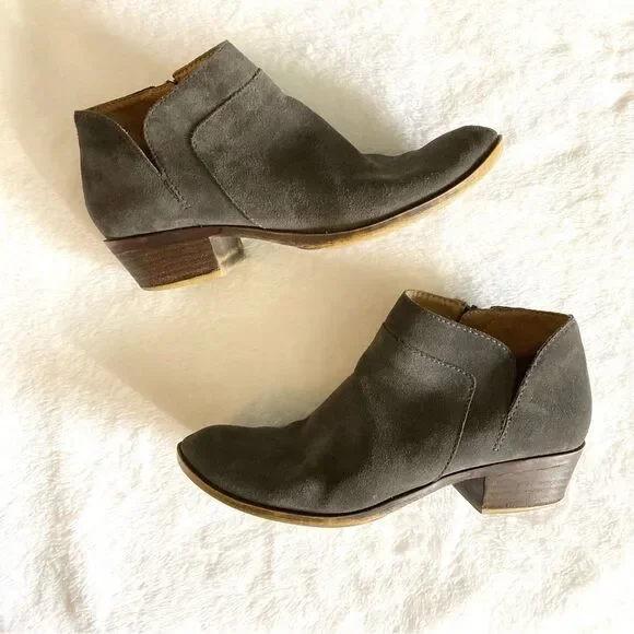 Lucky Brand Brintly Ankle Booties Taupe Suede Size 7