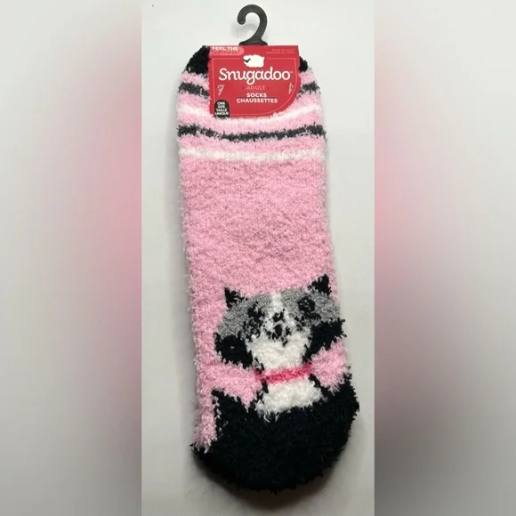 SNUGADOO snuggle cozy pink cat socks - One size NWT