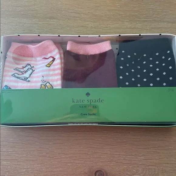 KATE SPADE NEW YORK WHIMSICAL 3 PK WOMEN'S CREW SOCKS SIZE: 4-10, NWT