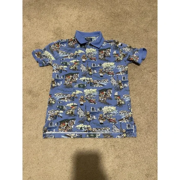 Polo Ralph Lauren Paris Print Mesh Shirt Boys Size Large