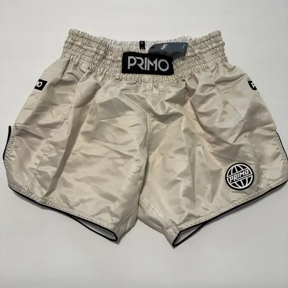 Primo Muay Thai Shorts Alta Series Cream Size Large, MMA, Boxing New With Tags