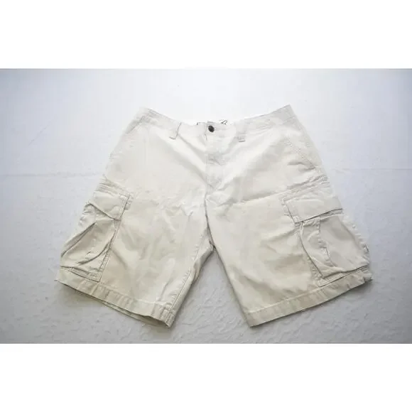 Eddie Bauer Cargo Shorts Beige Rugged Hiking Camp Flat Chino Mens‎ Size 34
