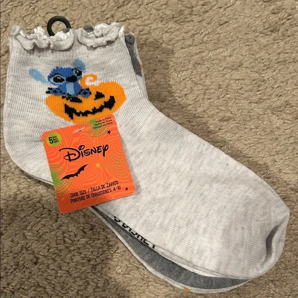 Disney Stitch Halloween Socks 5 pairs 4-10 NWT