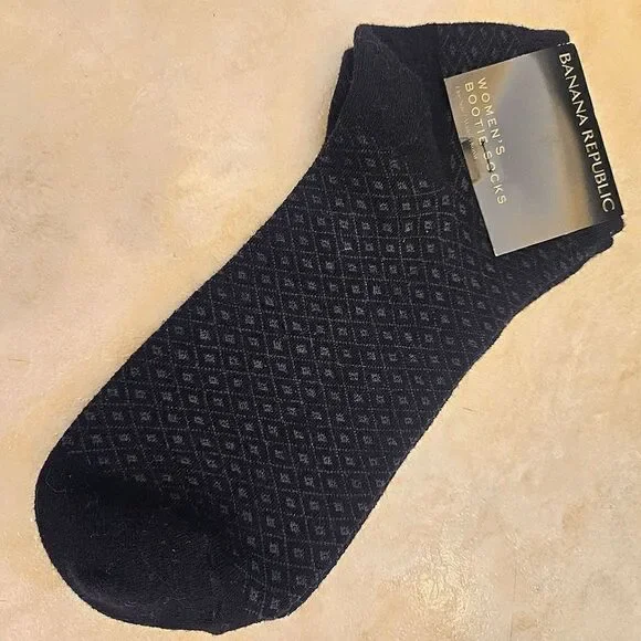 Banana Republic Bootie Ankle Sock Diamond Print Black