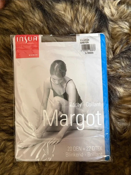 Margot Women's Pantyhose Tights in Castor (X-Large) Shiny Sheer Flat Seams