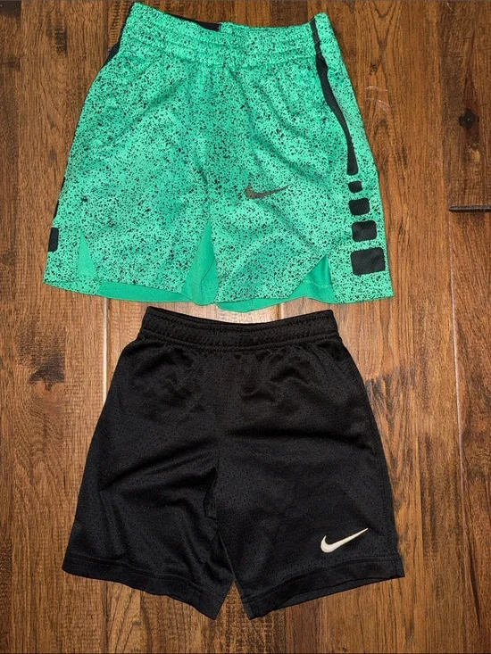Nike Boys' Mint Green Speckle and Black Mesh Shorts Set. Size 6 and XS.