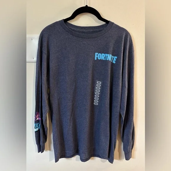 Fortnite Boys Blue Long Sleeve Tshirt NWT Size 8