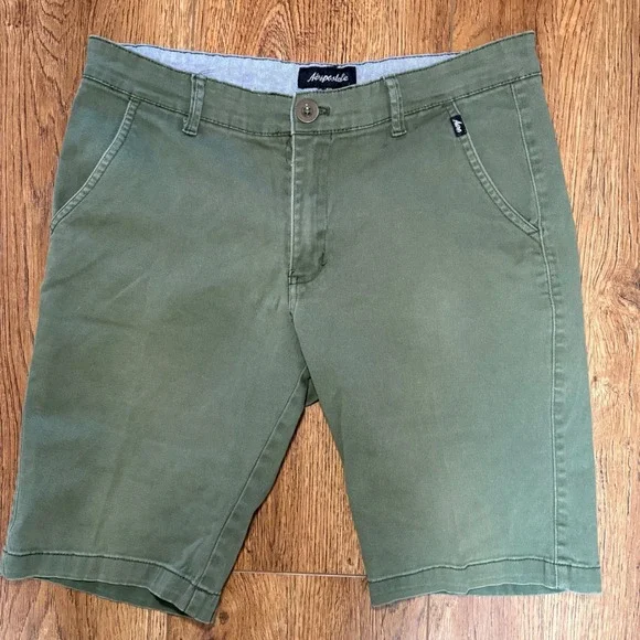 Aeropostale Mens Olive‎ Green Chino Shorts Size 32 Stretch Flat Front Casual