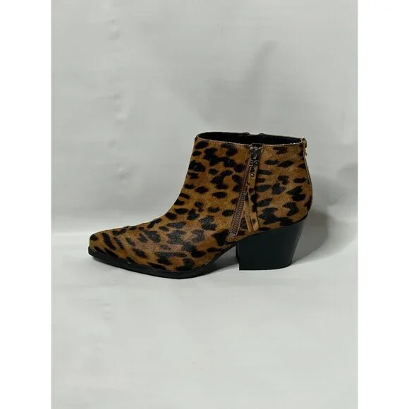 Sam Edelman Leopard Print Ankle Booties in Brown and Black