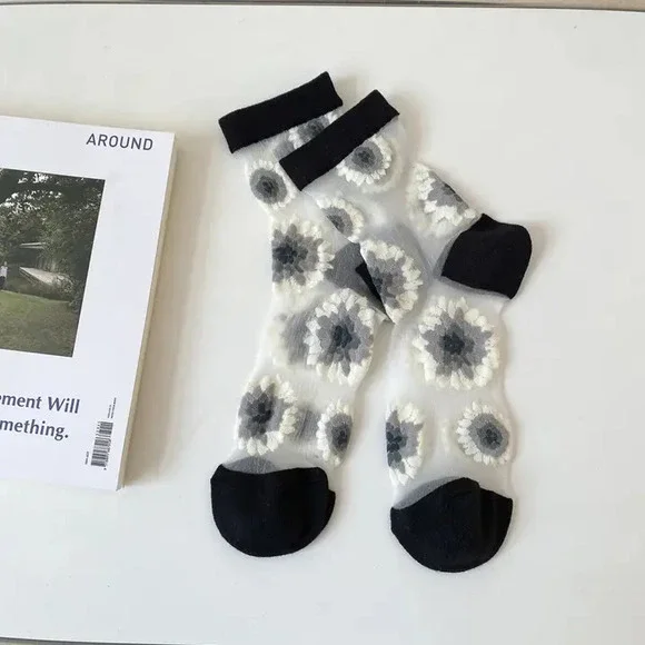 X12  Dopamine Sunflower Sheer Mesh Socks One Size