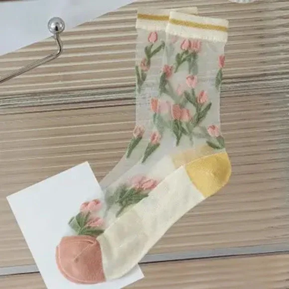 X13  Thin Breathable Tulip Mesh Socks One Size