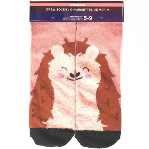 Fun Fuzzy Face Hedgehog Socks