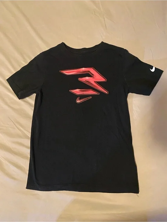 Nike Black Tee with Red Graphic Swoosh