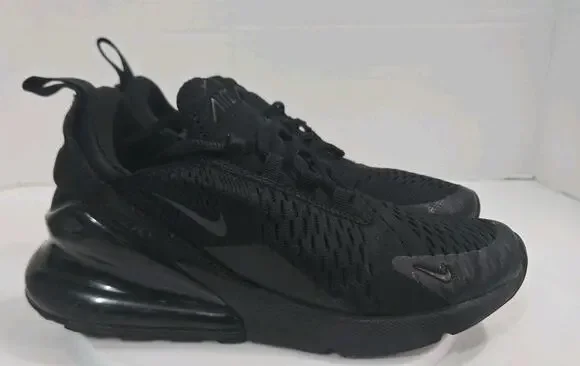 Nike Air Max 270 Kids Youth Triple Black Shoes Sneaker Size 5Y