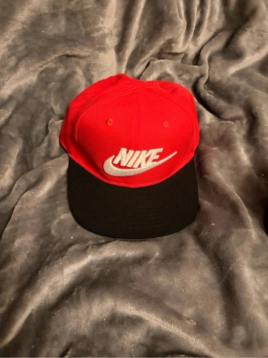 Nike Kids Red and Black Logo Baseball Cap