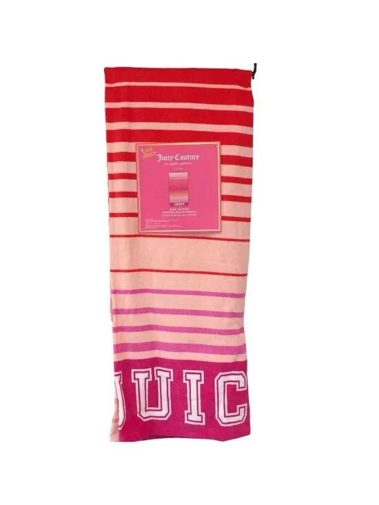 Juicy Couture Home Pink Striped 100% Cotton Printed Beach Towel 36