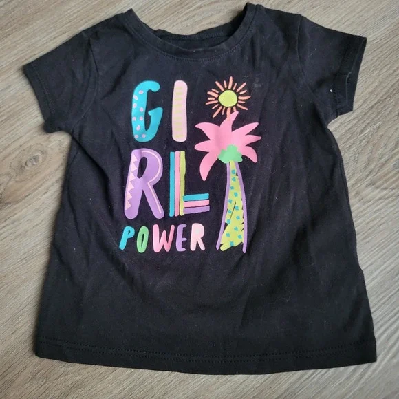 Garanimals Girls Graphic Tee 18M Black Cotton Blend Girl Power Casual